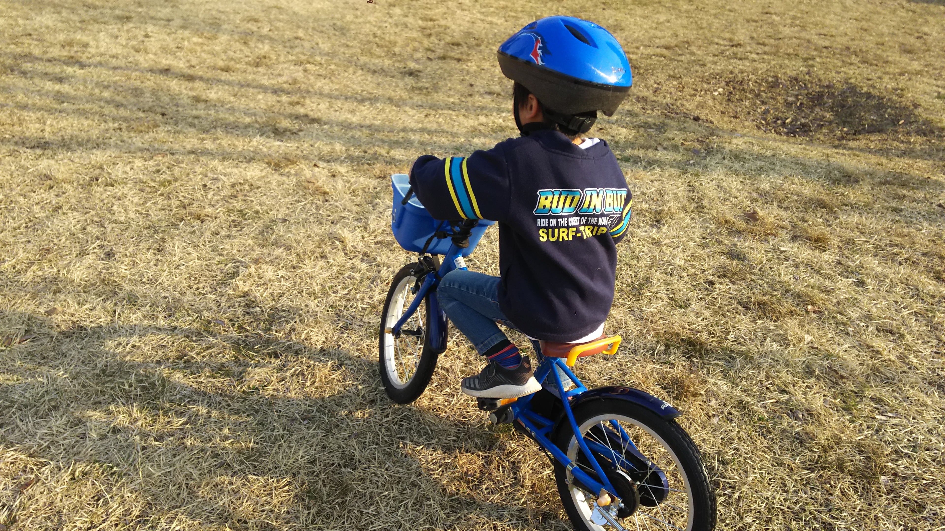 次男自転車練習